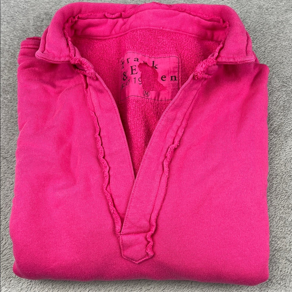 NEW Frank & Eileen M 100% Cotton Triple Fleece Pink Popover Henley Sweatshirt